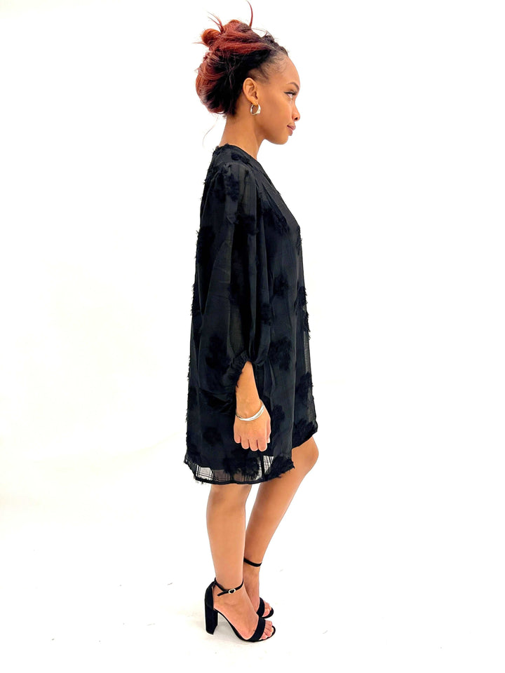 Black Plaid Floral Dress