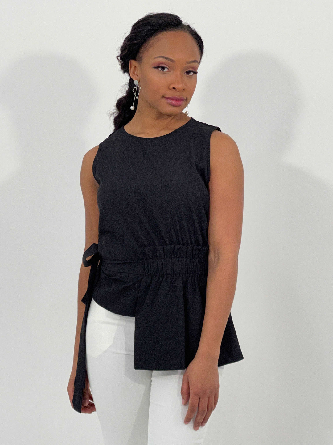 Black Side Tie Top