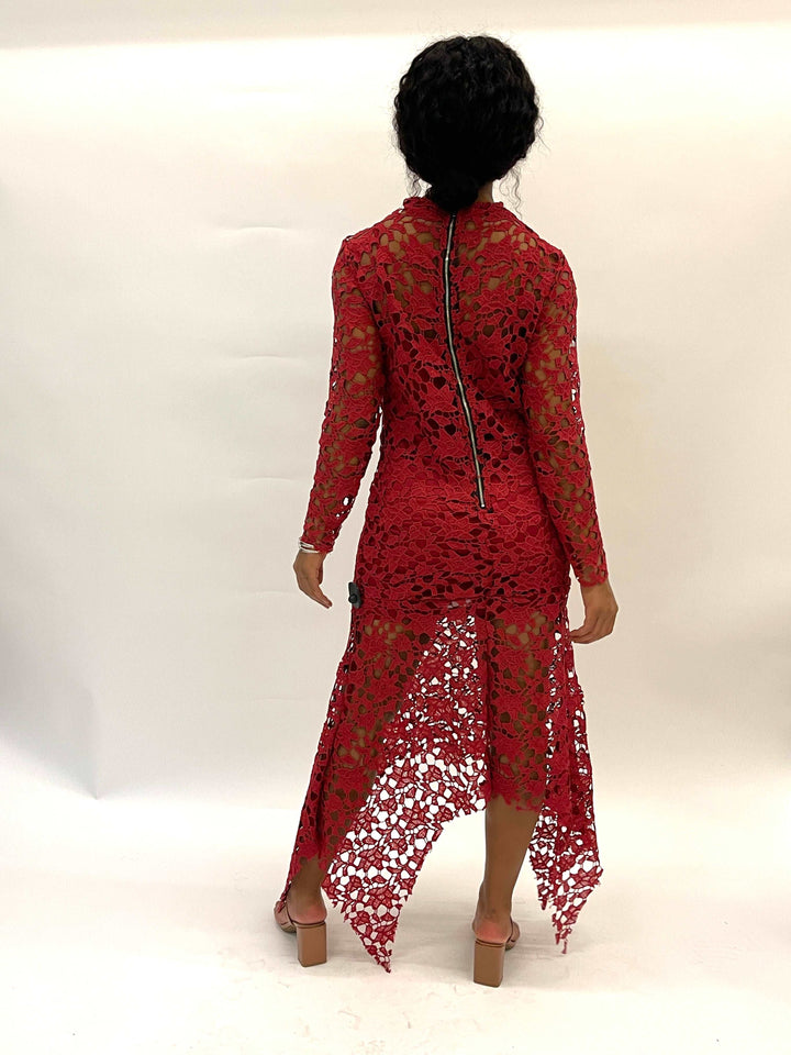 Burgandy Long-Sleeved Dress