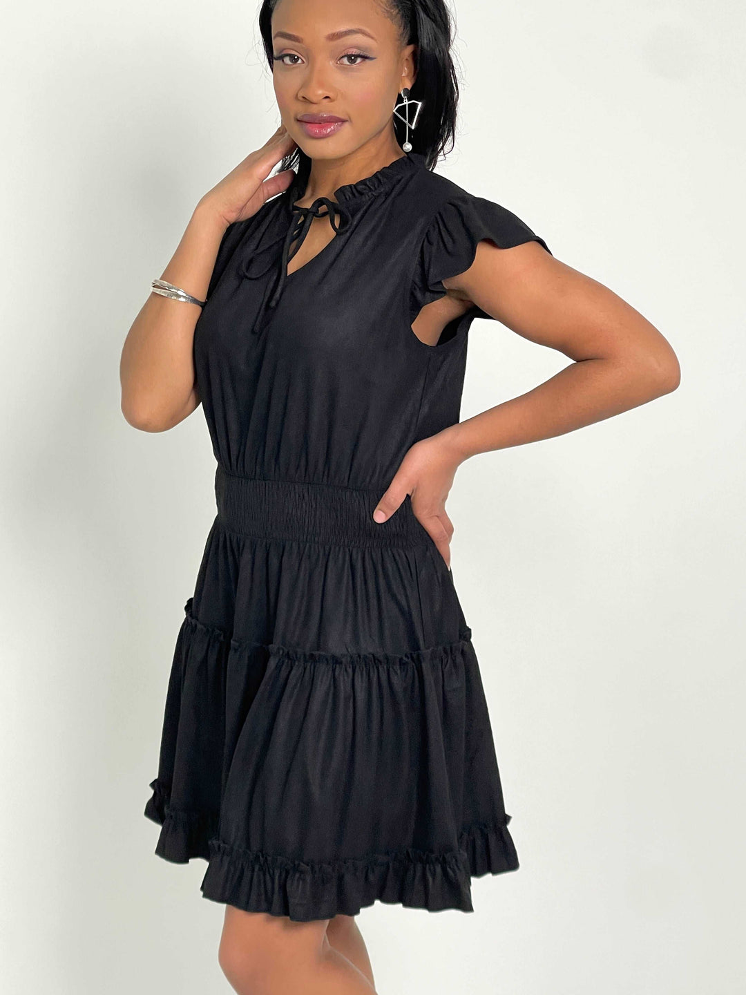 Black Lurex Mini Dress