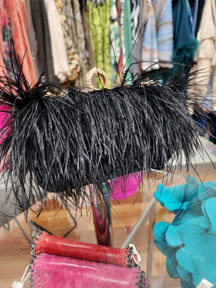 Black Feather Clutch