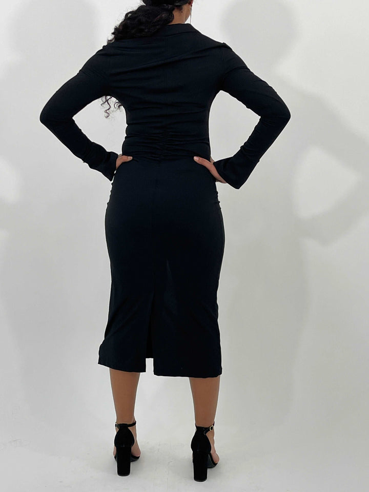 Black Long Scruched Dress