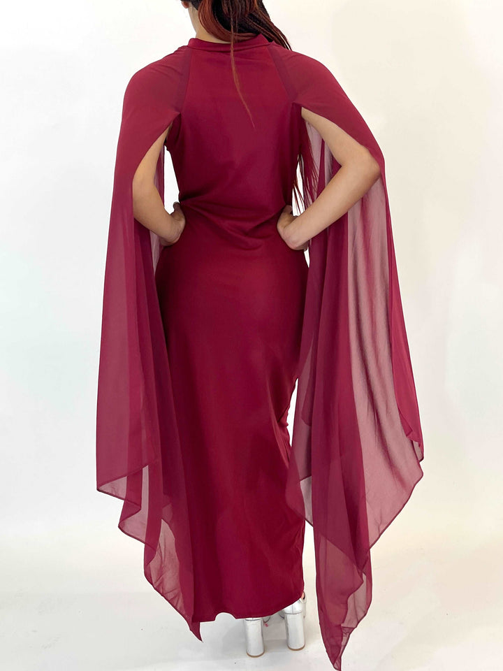 Burgundy Long Sleeve Maxi Dress