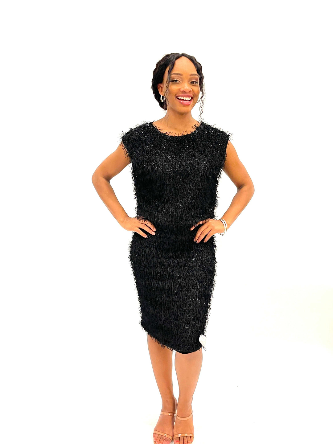 Black Frizzle Mini Skirt