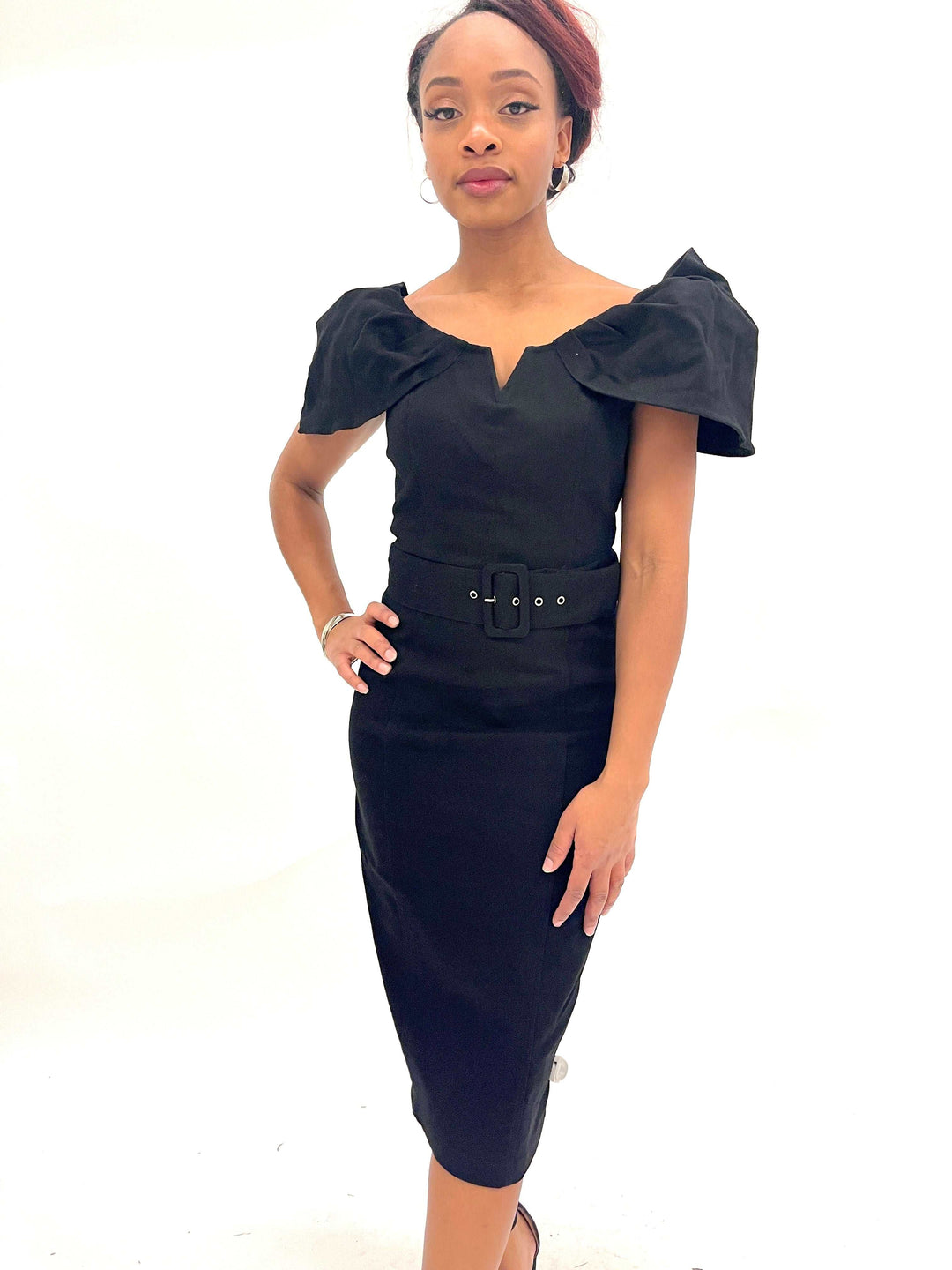 Black Woven Midi Dress