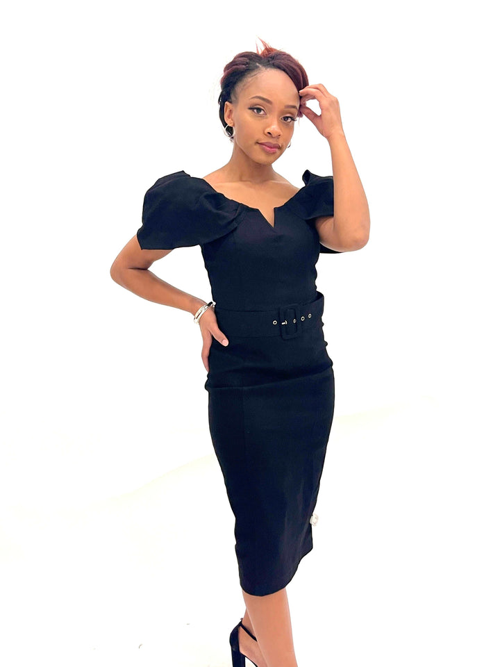 Black Woven Midi Dress