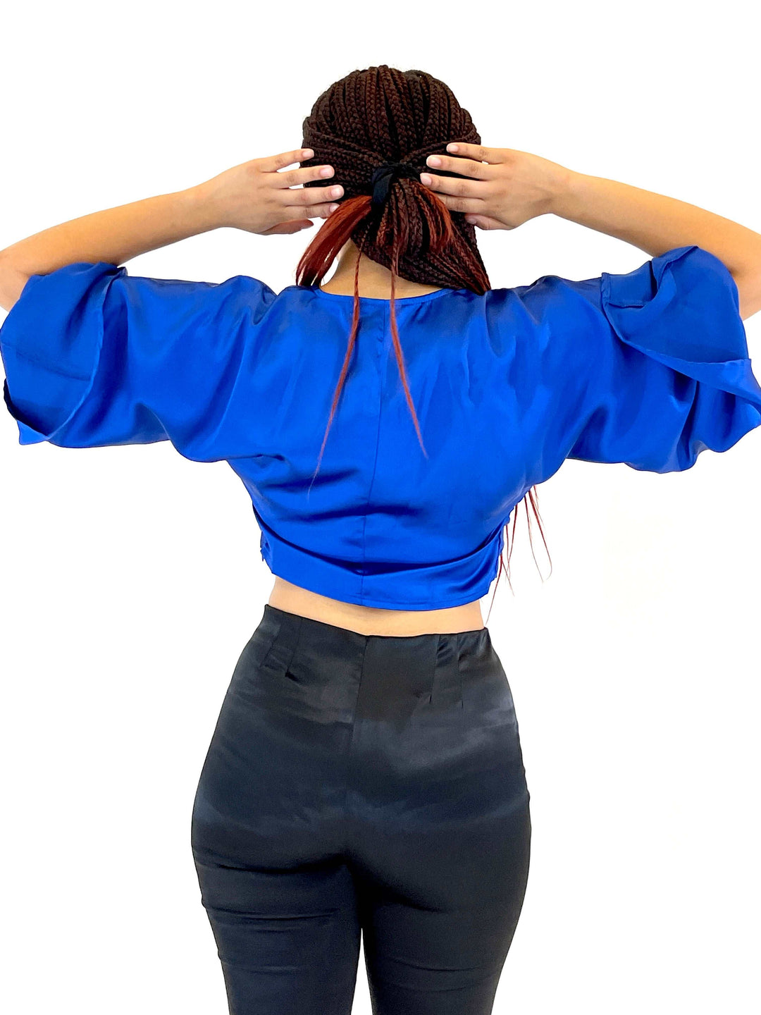 Blue Long Sleeve Crop Top