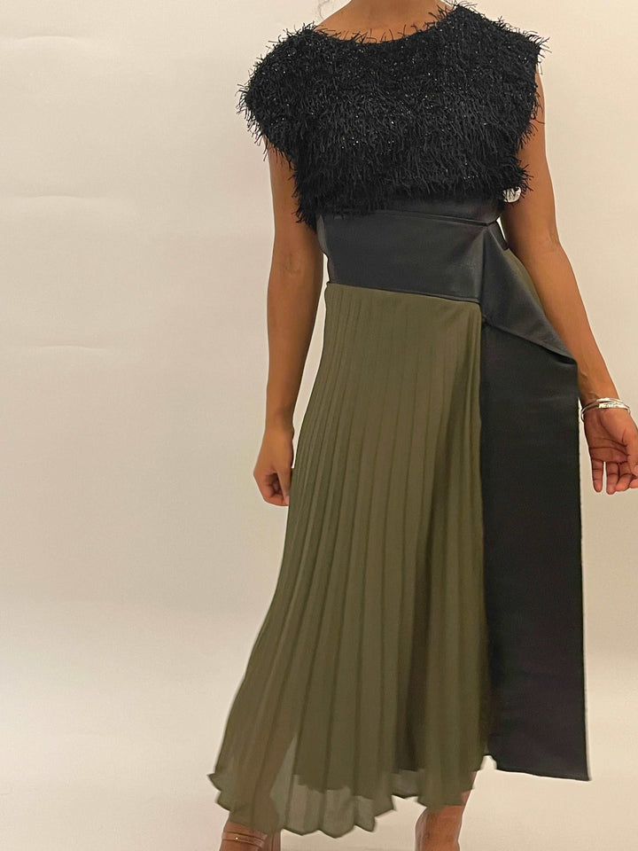 Army Green Rippled Skirt