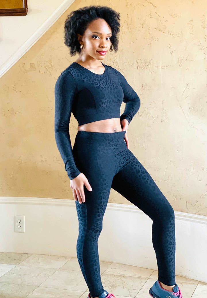 Black Leopard Long Sleeve Top