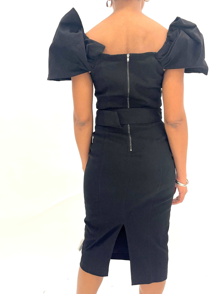 Black Woven Midi Dress