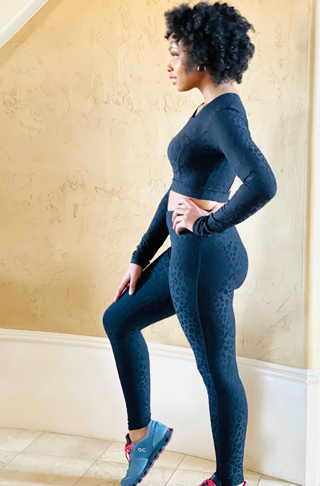 Black Leopard Long Sleeve Top