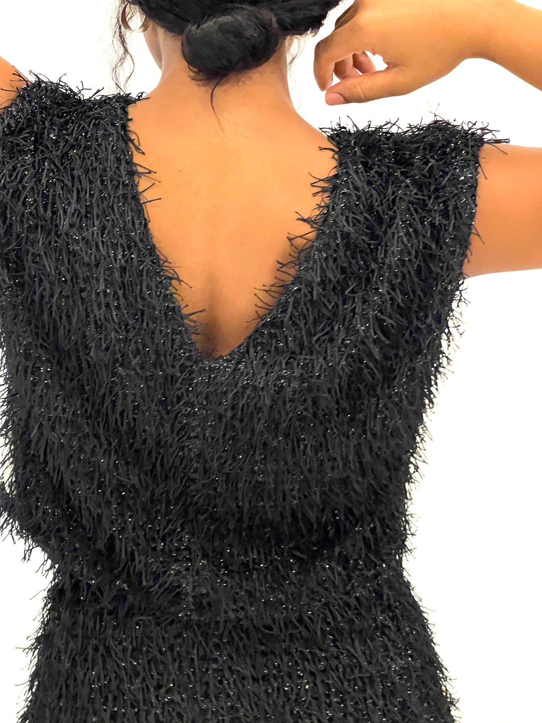 Black Frizzle Crop Top