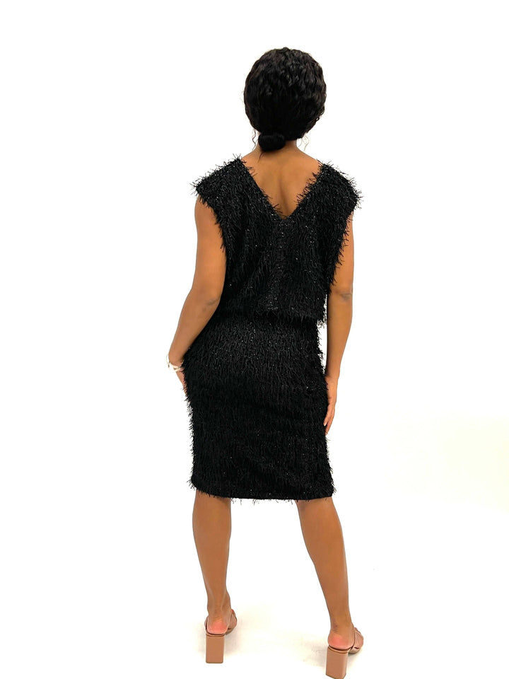 Black Frizzle Mini Skirt