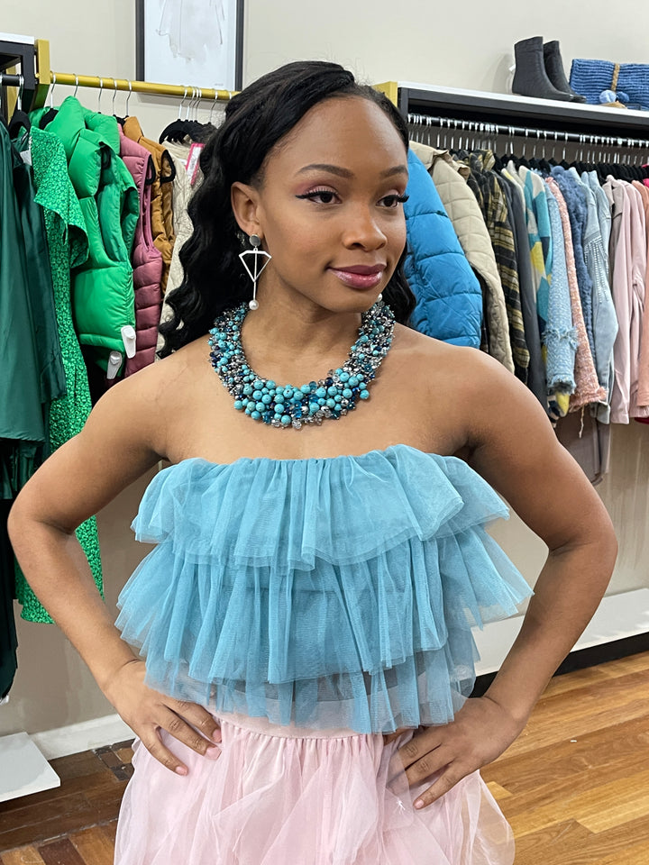 Off Shoulder Aqua Top