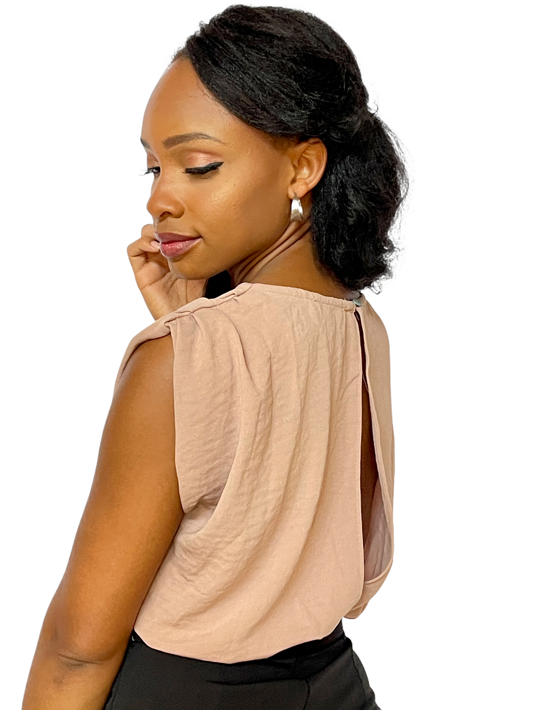 Mocha Sleeveless Cowl Neck Bodysuit