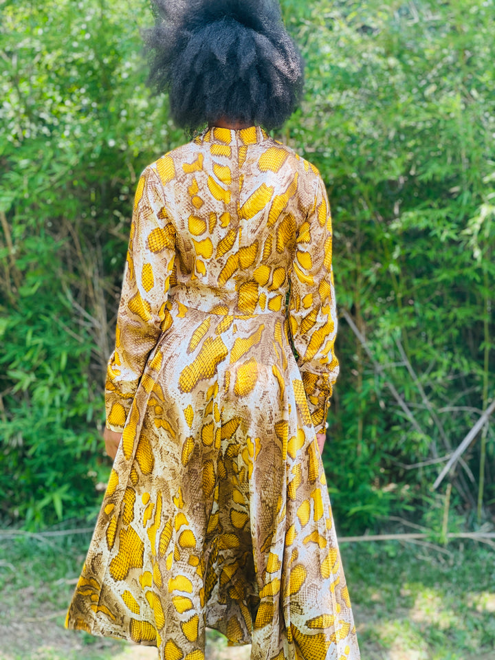Silk Vintage Snake Print Dress