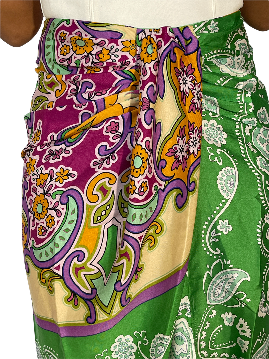 Sassyn Green Pattern Scarf Skirt