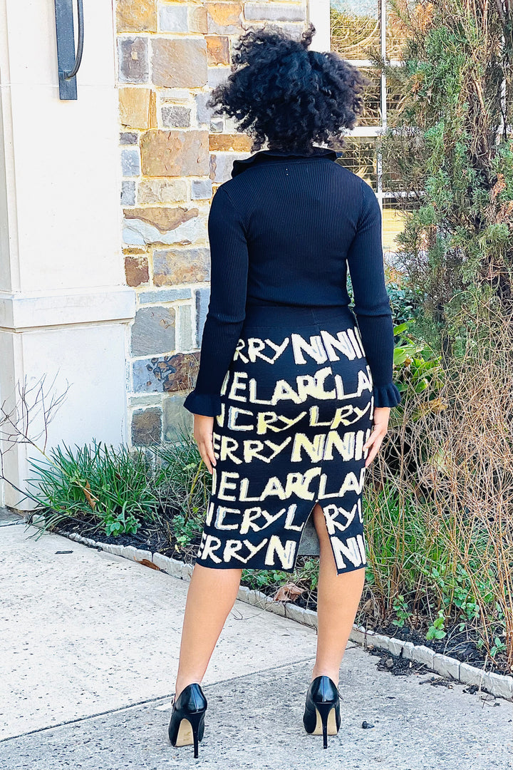 Sassyn Letter Knit Skirt