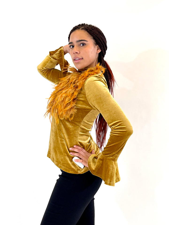 Gold Faux Feather Top