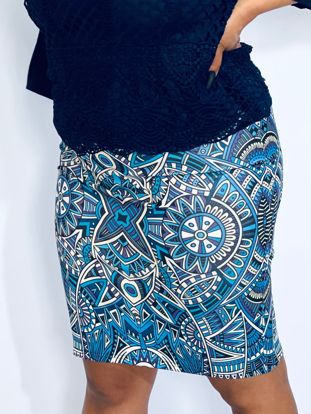 Vintage Flower Print Bodycon Skirt