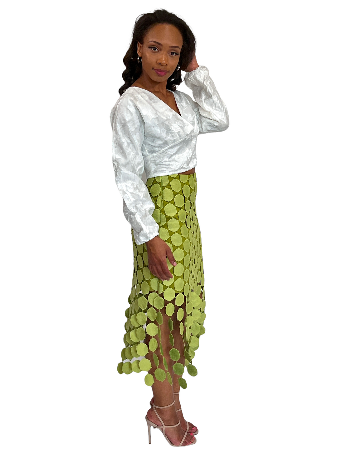 White Doleman Sleeve Crop Top