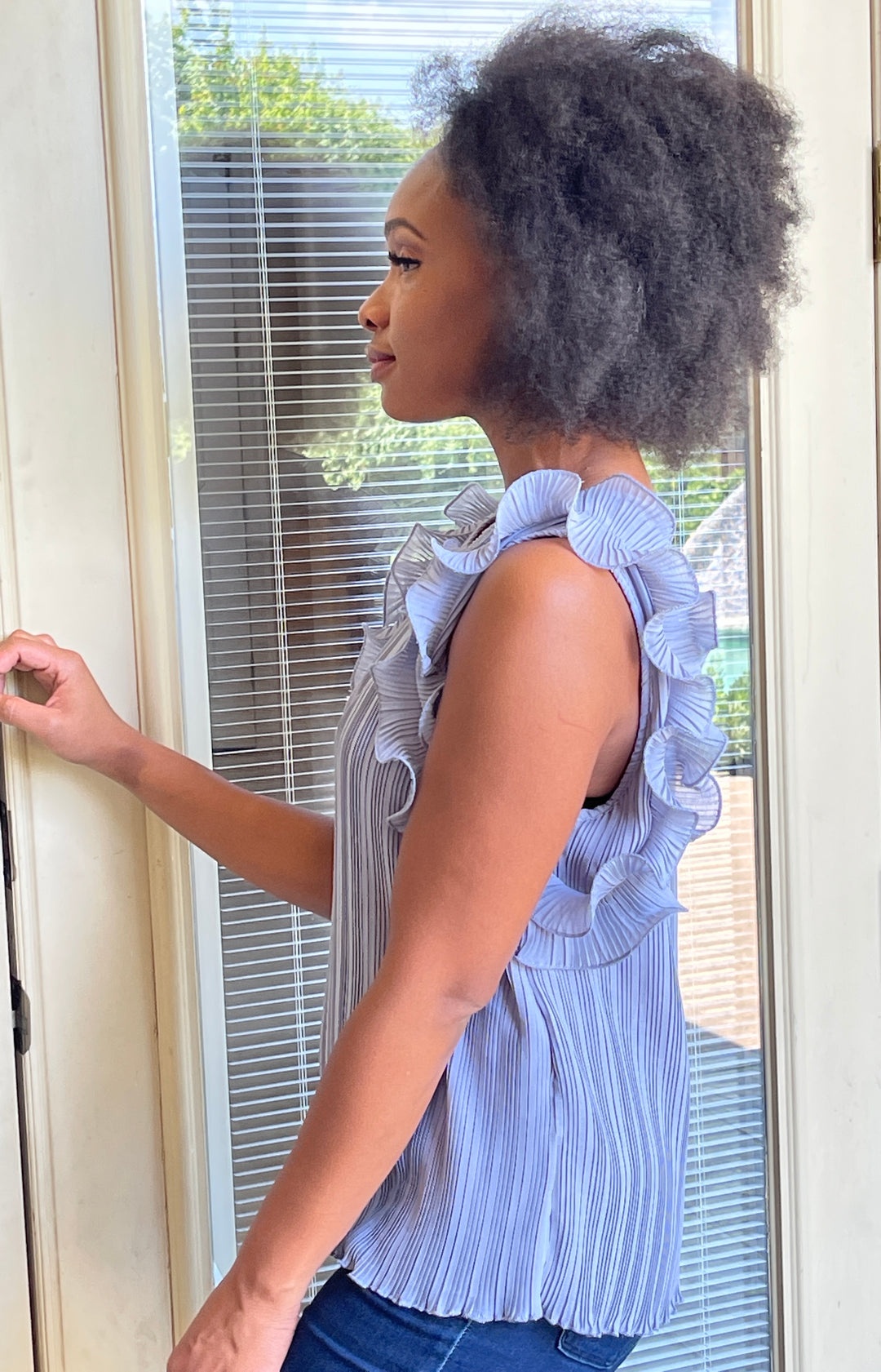 She & Sky Pleated Top