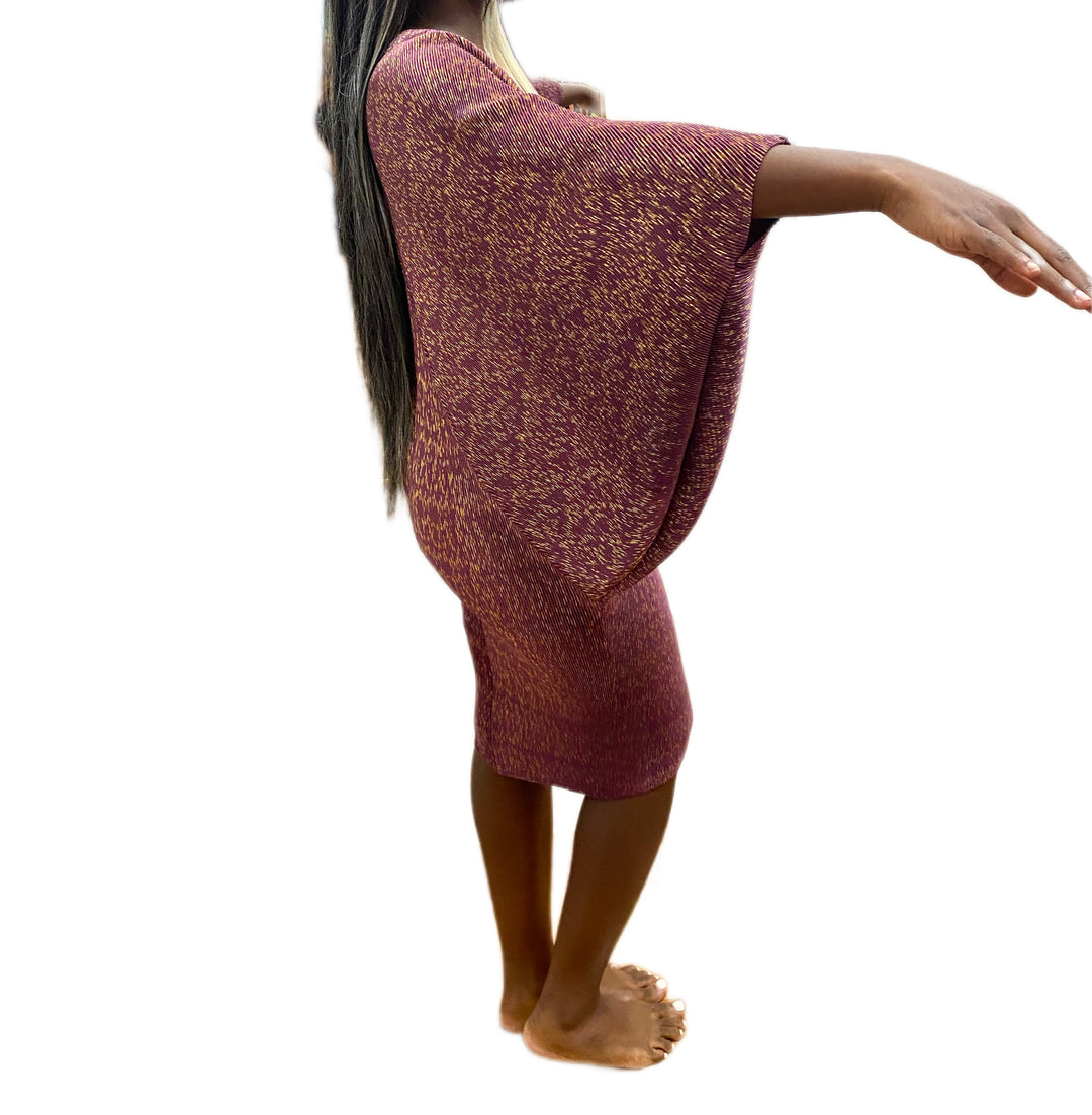 Purple Bat Wing Sleeve Dress