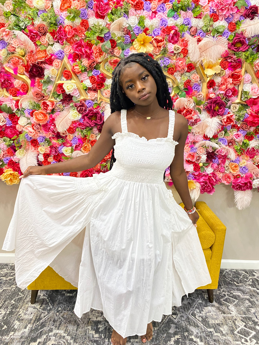 White Special Scrunch Dress