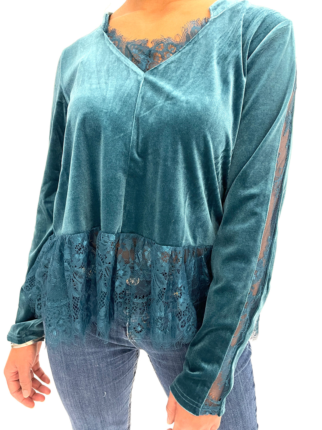 Deep Teal Lace Top