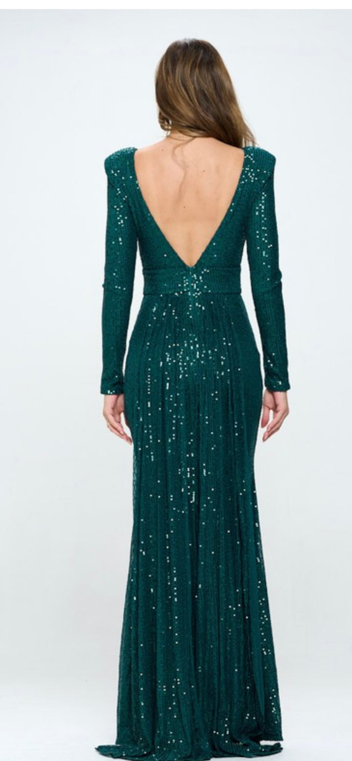 Hunter Green Sequined Dress