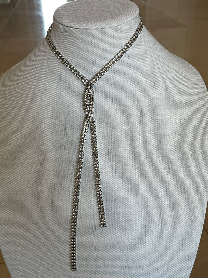Double–wrap Silver Crystal Necklace