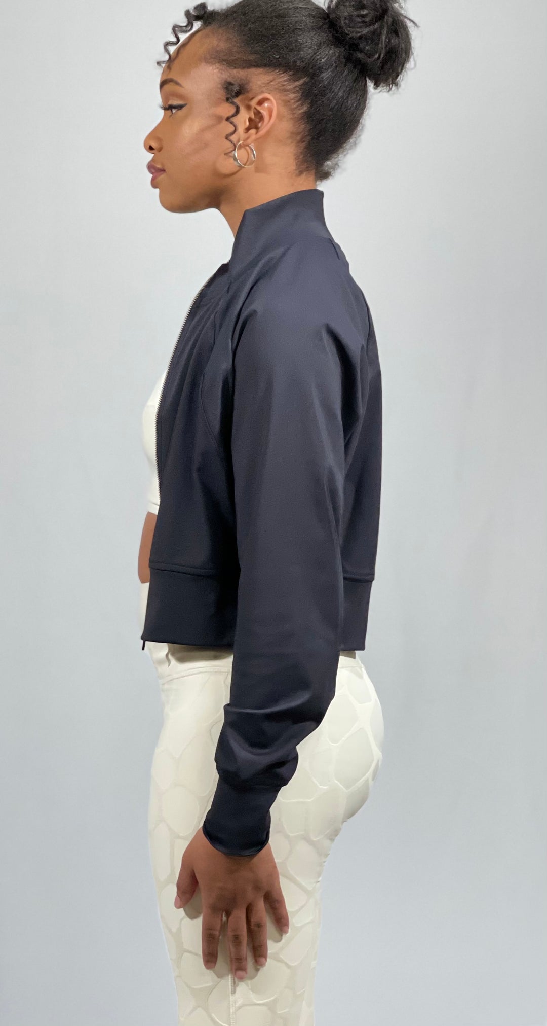 Cropped Jacket With Reglan Sleeves