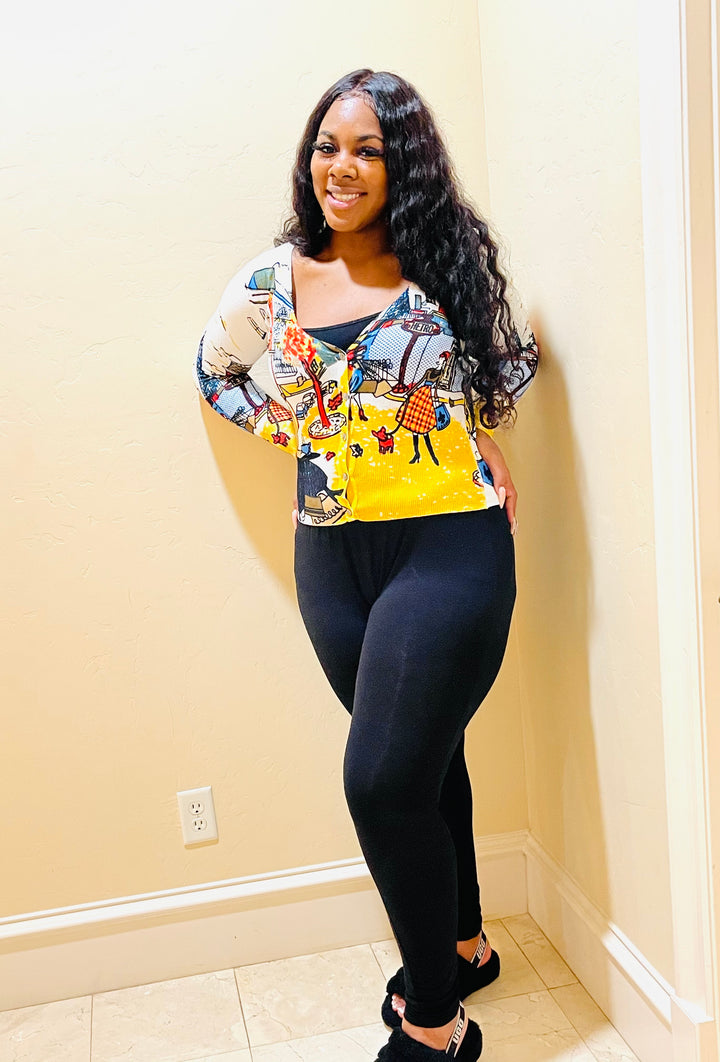 Designer Cartoon Graffiti Cardigan