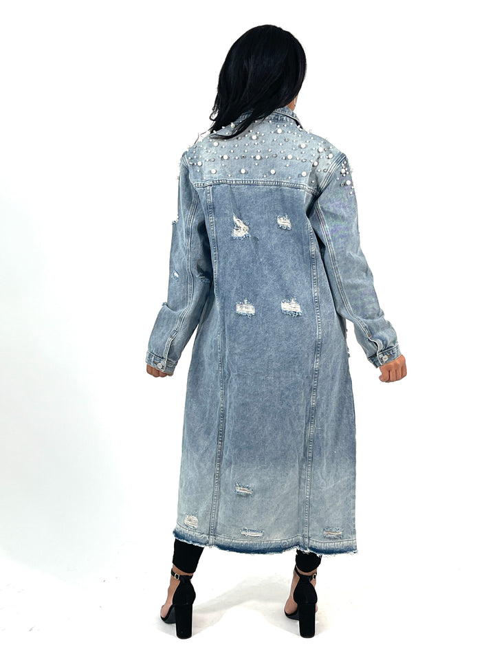 Denim Pearled Jacket