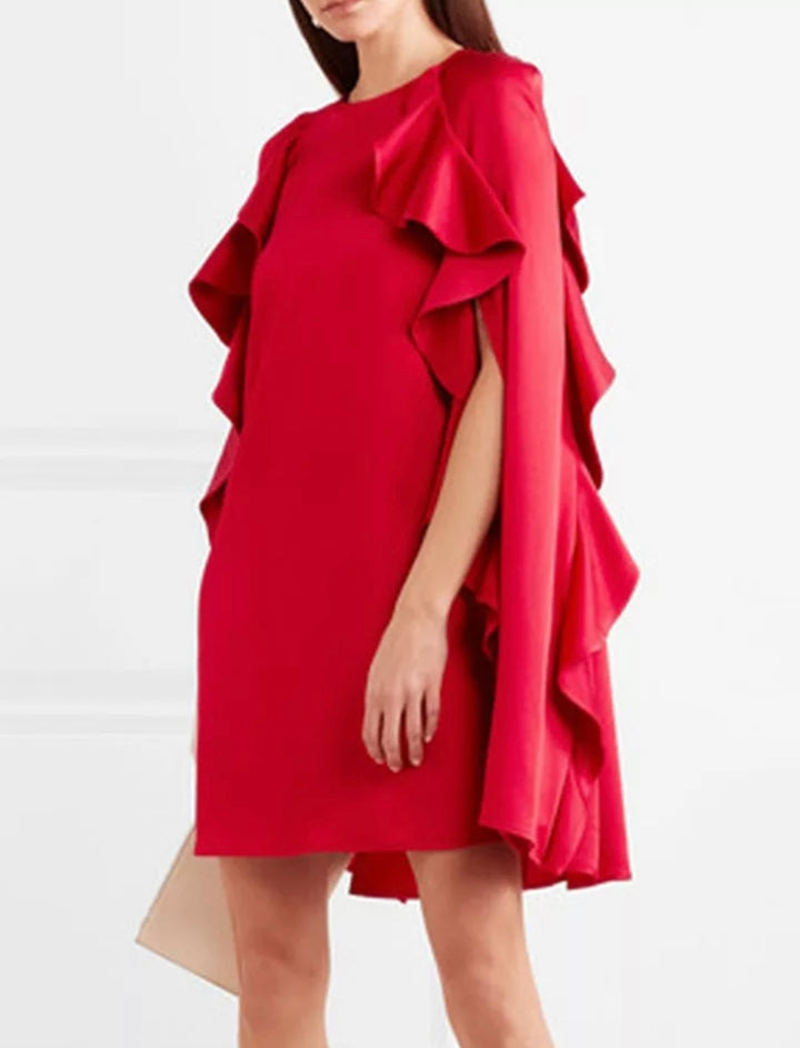 Sassyn Red Ruffle Mini Dress