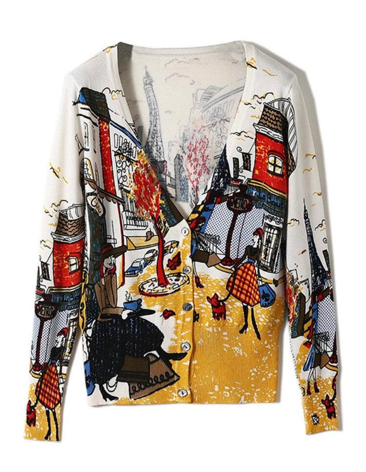 Designer Cartoon Graffiti Cardigan