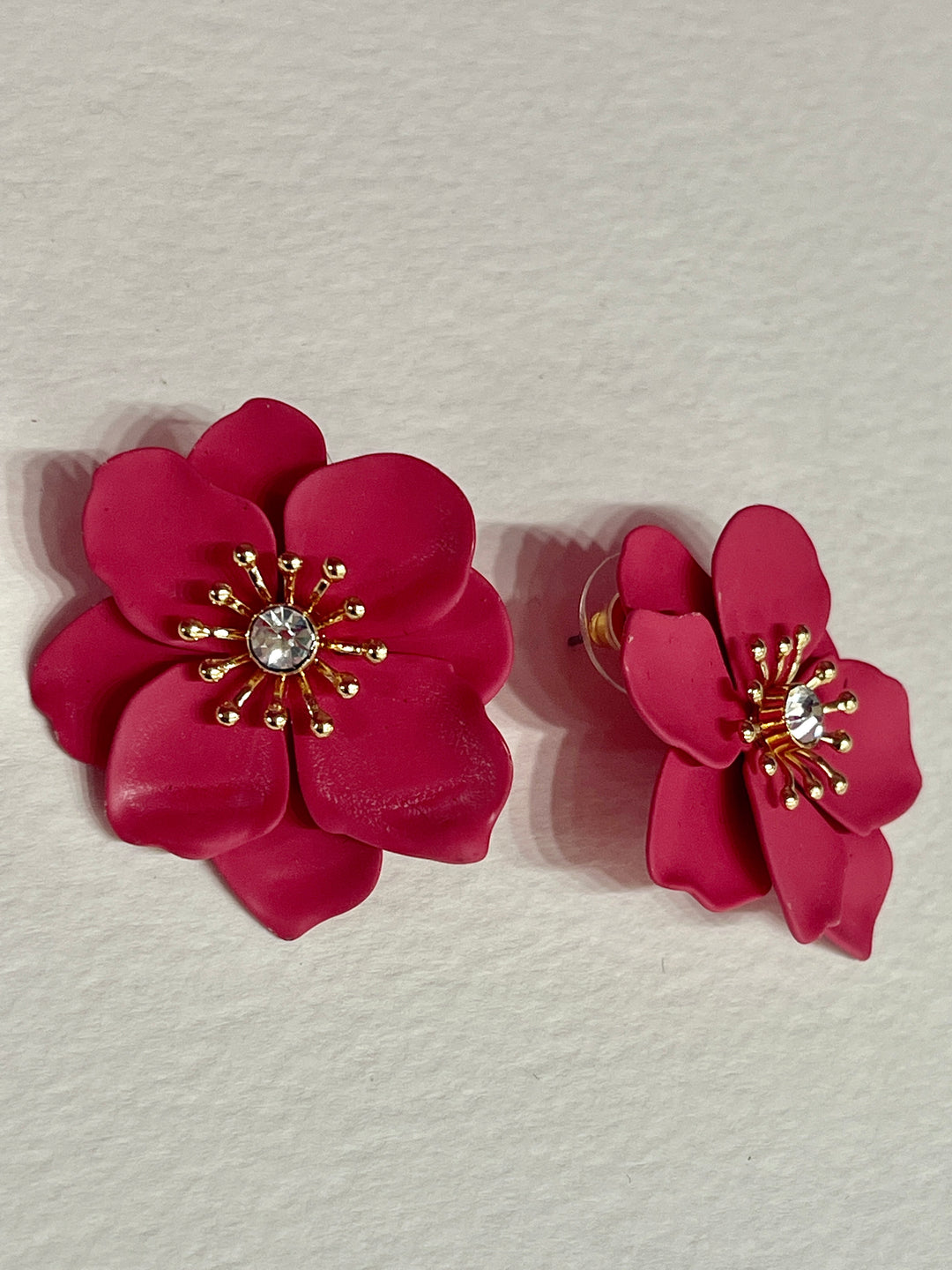 Pink Flower Stud Earrings