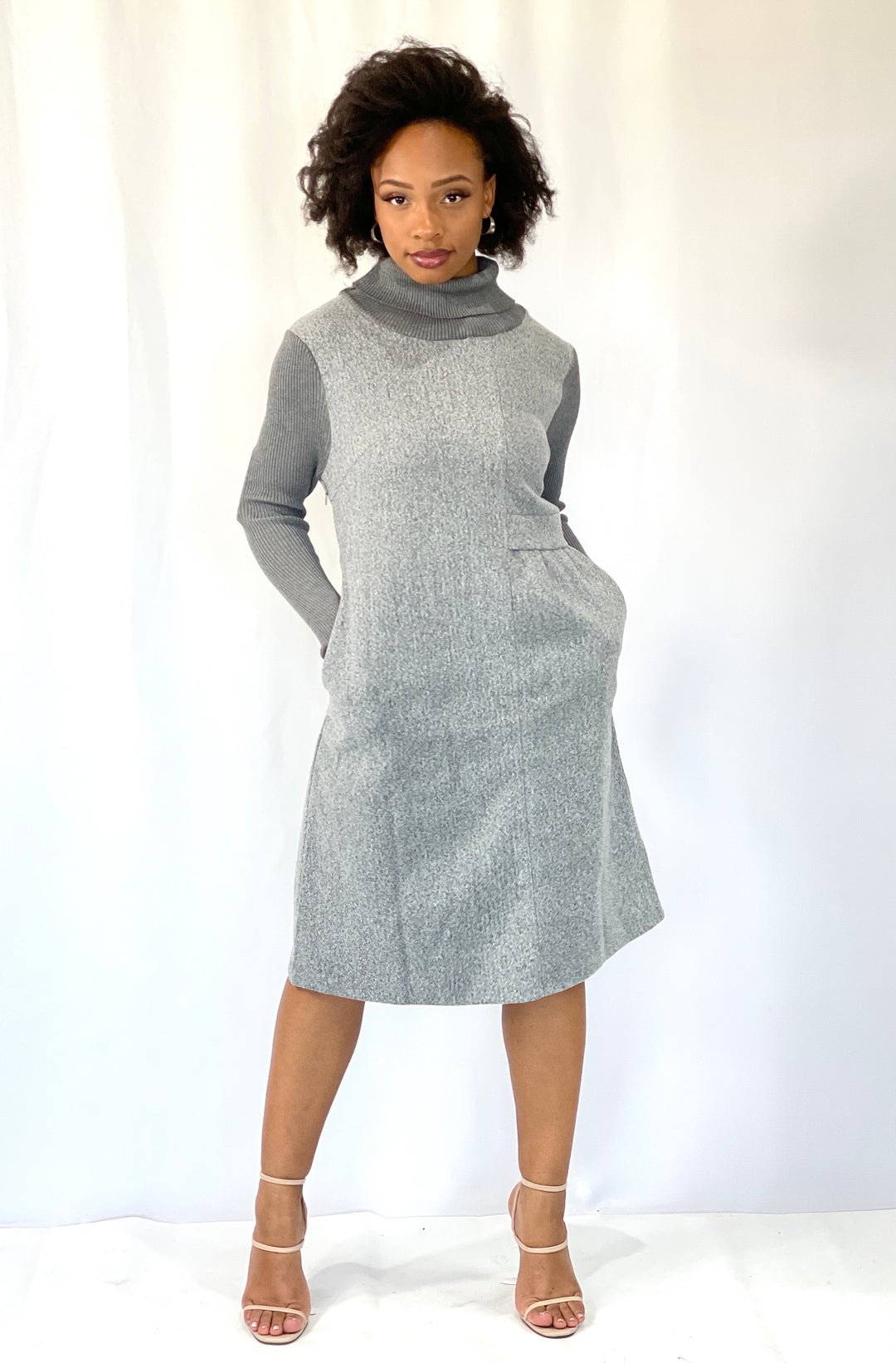 Sassyn Casual Long Turtle Neck Dress