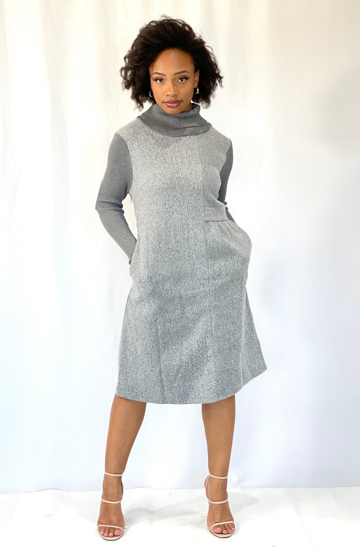 Sassyn Casual Long Turtle Neck Dress