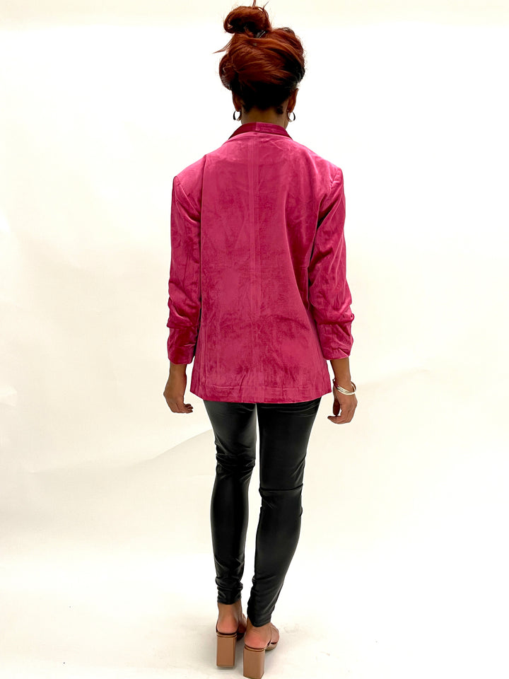 Hot Pink Velvet Blazer