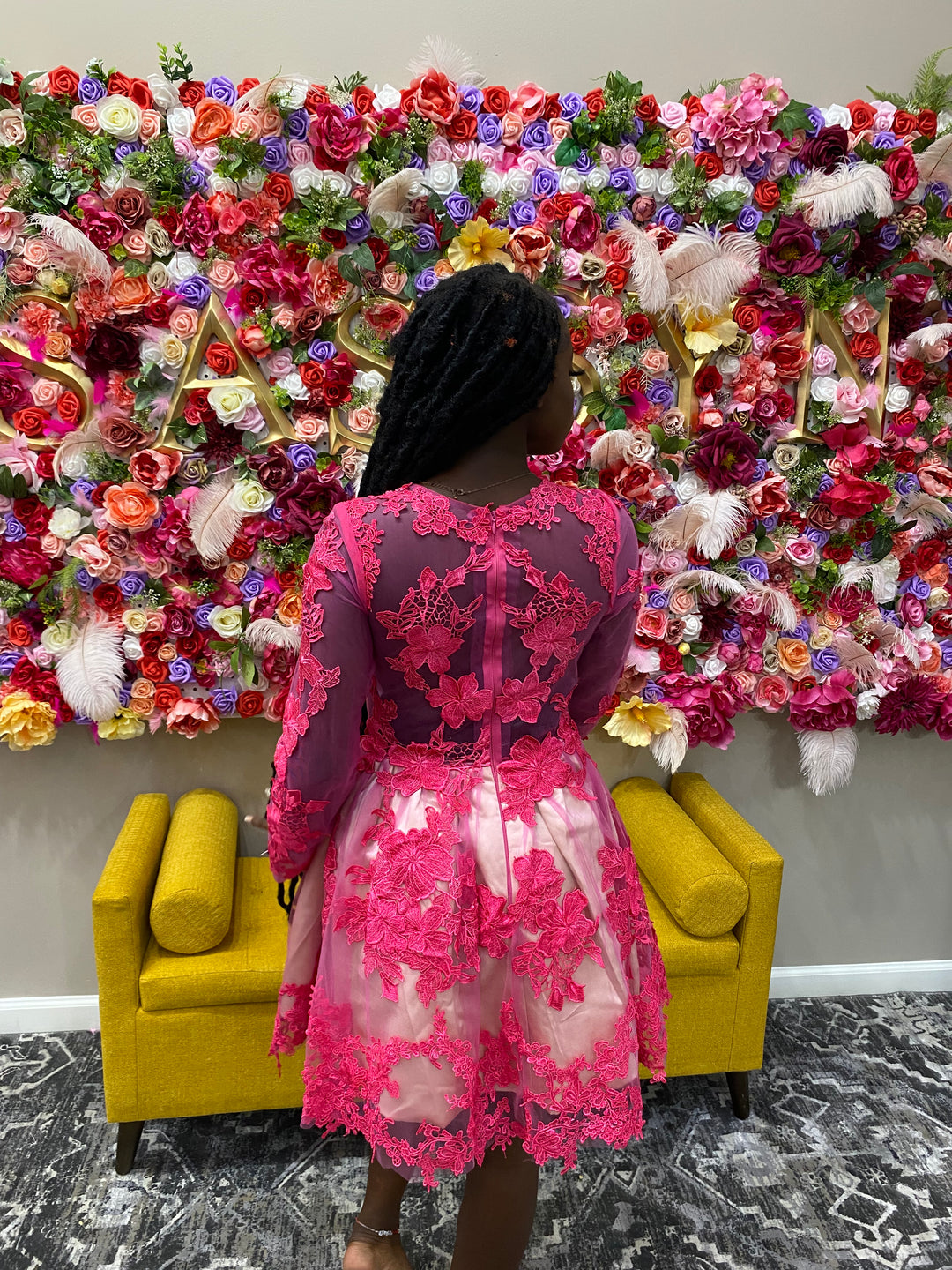 Pink Lace Embroidered Dress