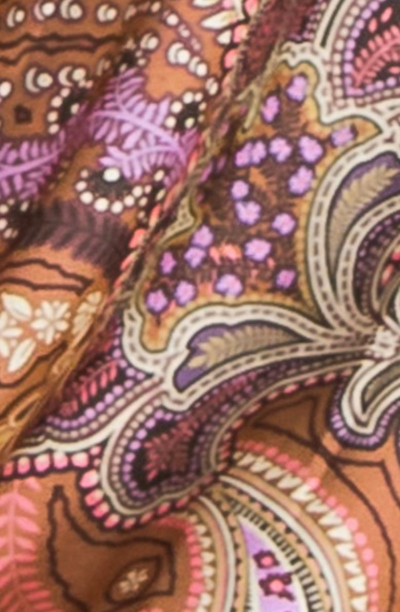 Brown Satin Print Top