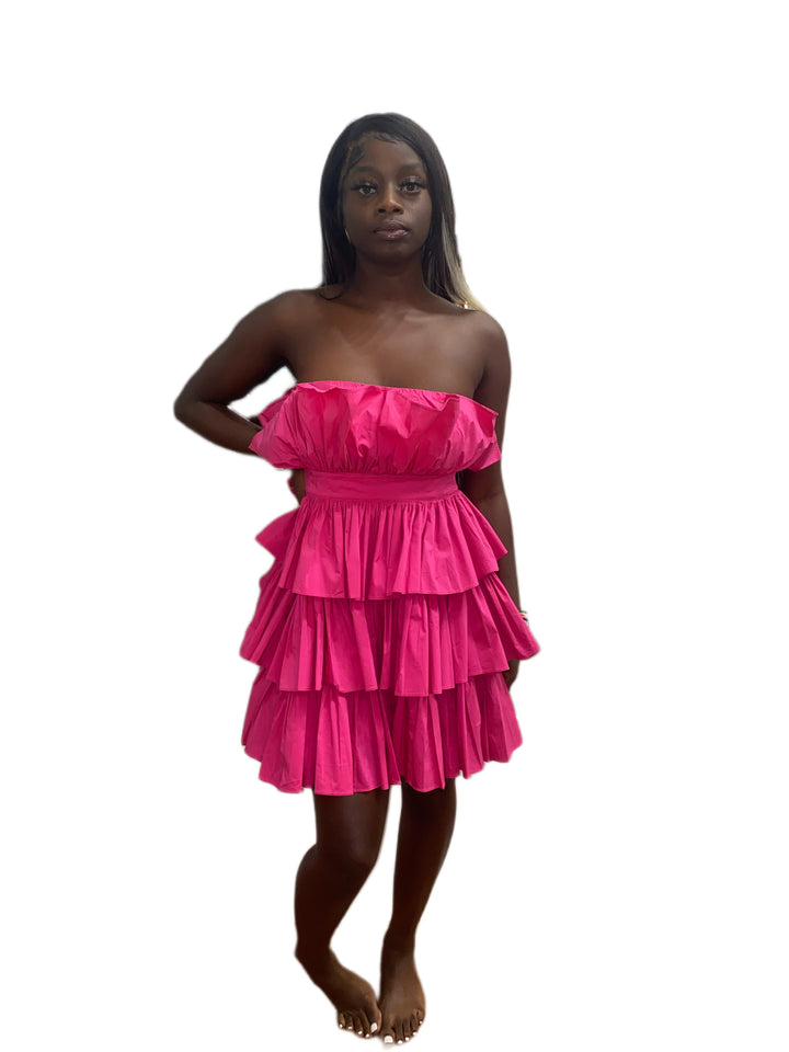 Fuchsia Ruffle Mini Dress