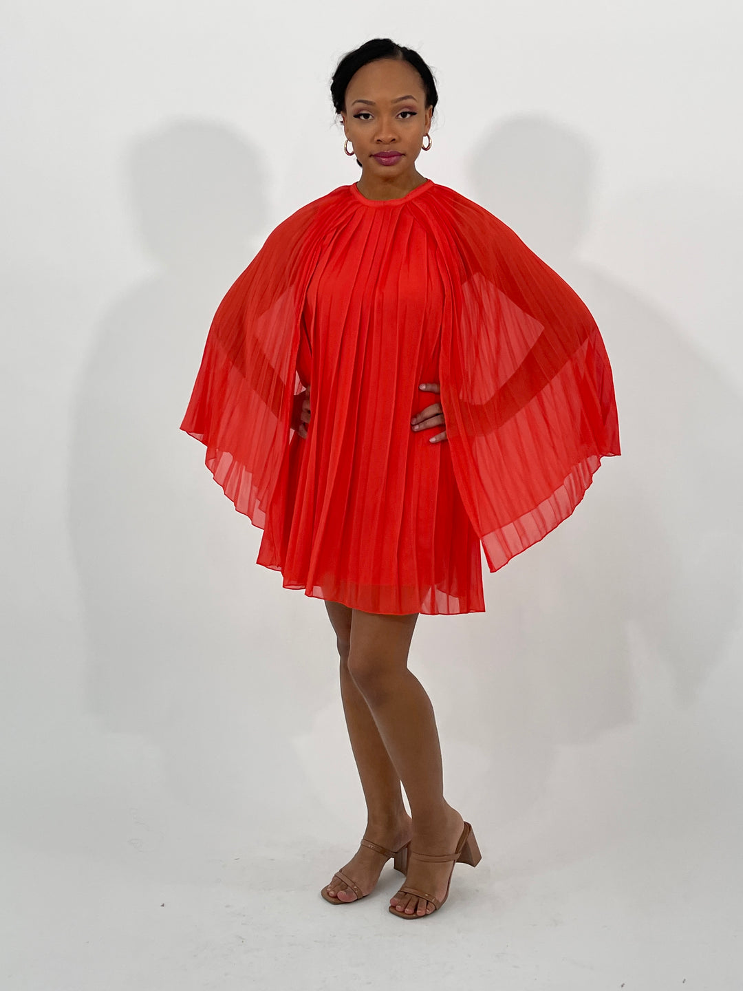 Orange Chiffon Mini Dress