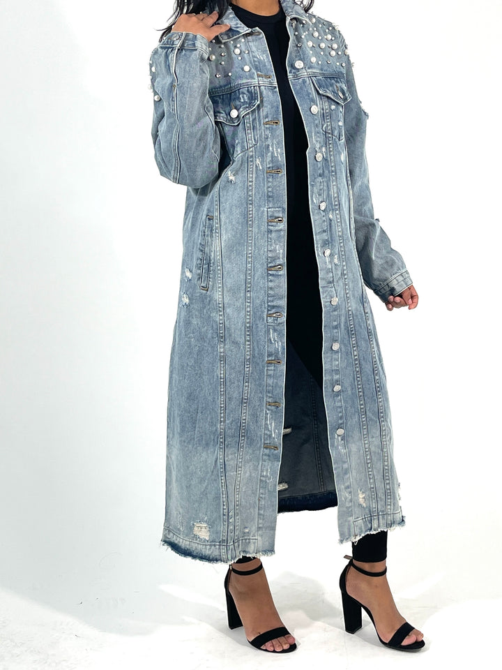Denim Pearled Jacket