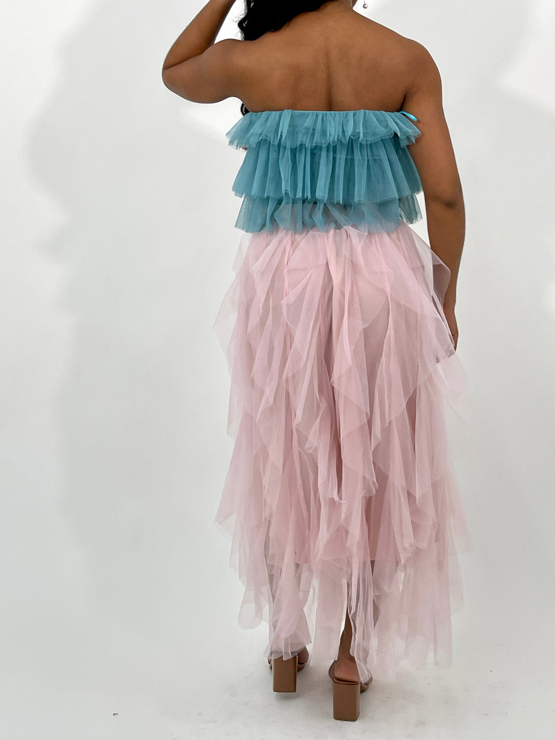 Rose Pink Ruffled Long Skirt