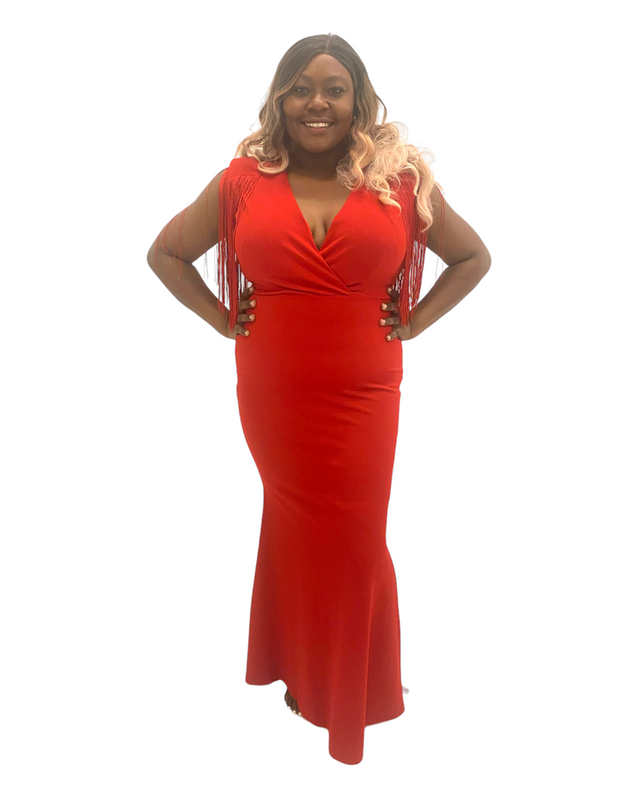 Red Fringe Maxi Dress