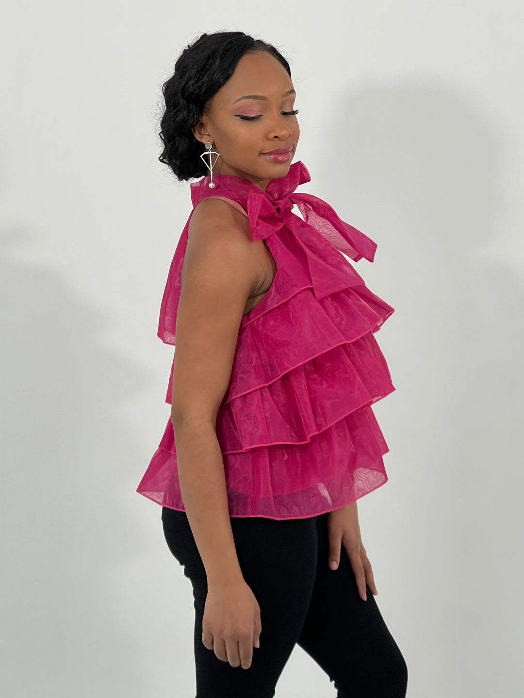 Fuchsia Tiered Halter Top
