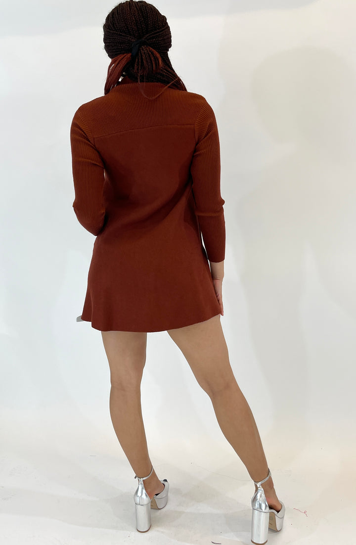 Caramel Flared Sweater Dress