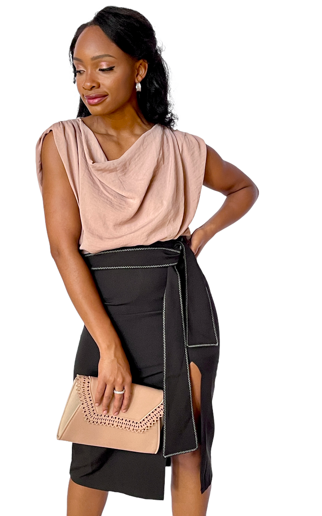 Mocha Sleeveless Cowl Neck Bodysuit